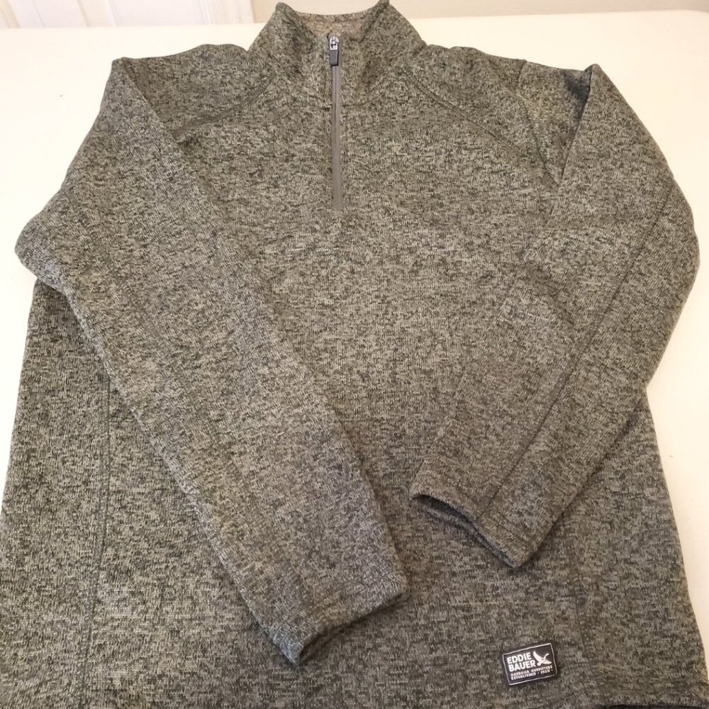 Eddie Bauer Men's Pullover 1/4 Zip 100% Polyester Color Green/Black Size M